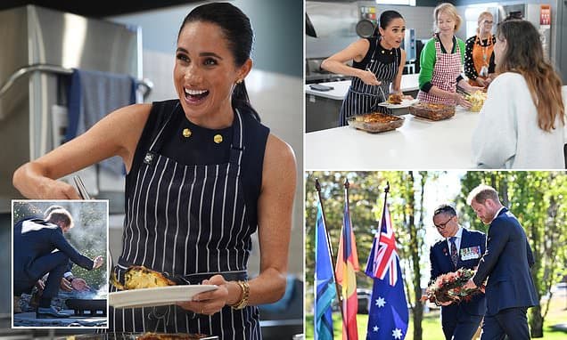 Theory emerges about the REAL reason Meghan was so dressed up during homeless shelter trip - as Harry visits war memorial