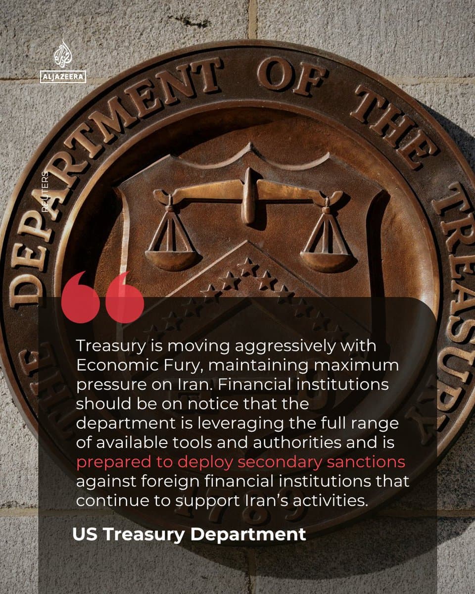 BREAKING: The US Treasury Department has said that “the short-term authorization permitting the sale of Iranian oil already stranded at sea is set to expire in a few days and will not be renewed”. 🔴 LIVE updates: