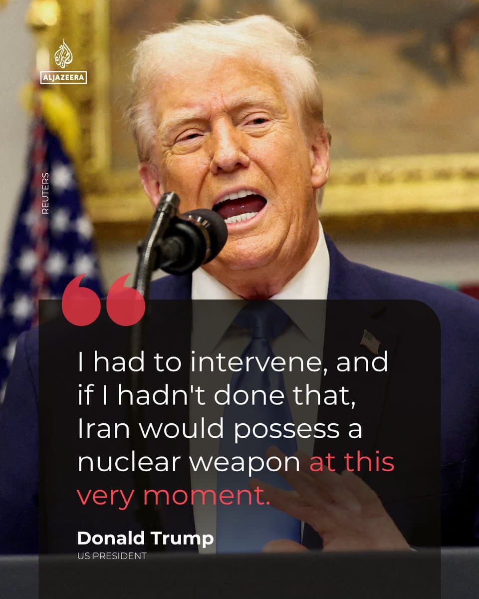 President Donald Trump doubles down on Fox News, saying US intervention in Iran was needed to stop Tehran from obtaining a nuclear weapon. pic.