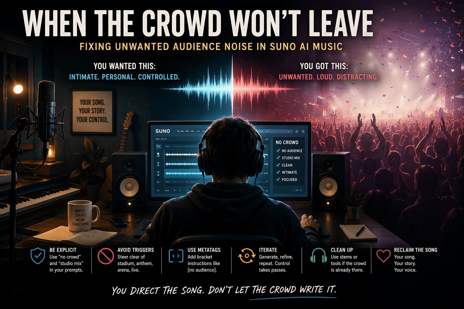 When the Crowd Won’t Leave: Fixing Unwanted Audience Noise in Suno AI Music